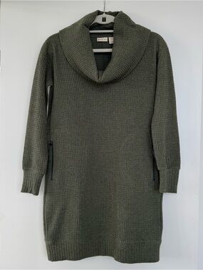 Dakini Olive Waffle Knit Sweater Dress